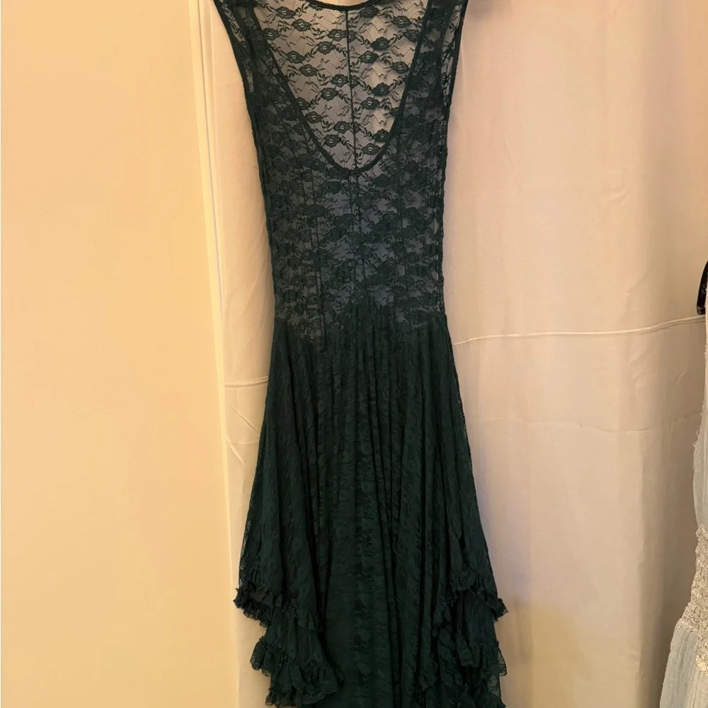 Free People French Court Asymmetrical Tiered Lace Sleeveless Gypsy Fairy Dress M